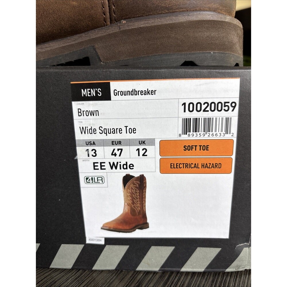 Ariat Boots Groundbreaker EE 13 Brown Square Soft Toe Electrical Hazard - Picture 14 of 15